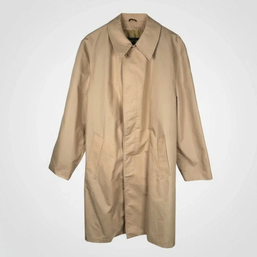 Vtg‎ Sears The Mens Store Trench Coat Mens 46R Beige Overcoat Outerwear Classic